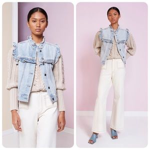 NWT! Magali Pascal Charly Denim Ruffle Vest Jacket